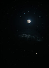 moon in the starry night sky