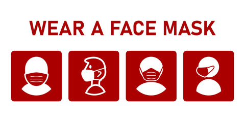 Poster - Set of Wear a Face Mask Icons. Vector Image.