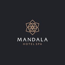 Abstract Mandala Rose Gold Flower Swirl Logo Icon Vector Design. Elegant Premium Ornament Vector Logotype Symbol.
