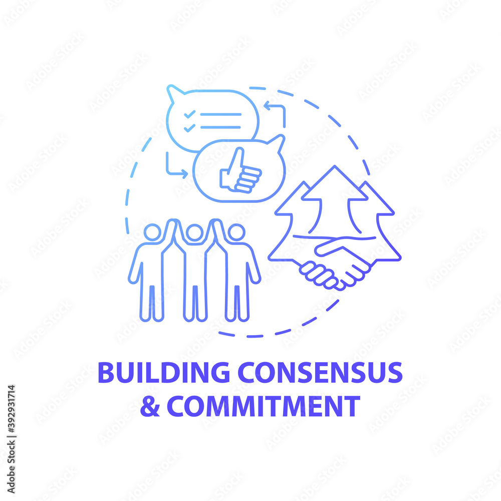 Build Consensus Quote Building consensus and commitment concept icon. Business consulting ...