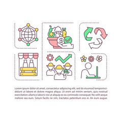 Agribusiness components concept icon with text. Crop production and farming. Distribution. PPT page vector template. Brochure, magazine, booklet design element with linear illustrations