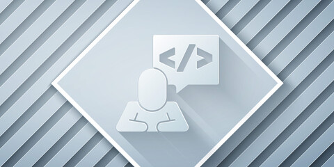 Paper cut Web design and front end development icon isolated on grey background. Paper art style. Vector.
