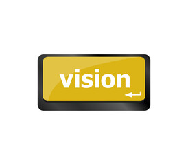 Poster - business vision concept with key on computer keyboard