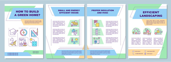 Wall Mural - Green home brochure template. Sustainable building for living. Flyer, booklet, leaflet print, cover design with linear icons. Vector layouts for magazines, annual reports, advertising posters