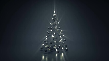 Sticker - Shiny futuristic christmas tree. 3D render seamless loop animation