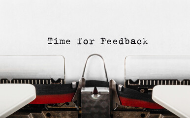 Aufkleber - Text Time for Feedback typed on retro typewriter