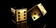 Golden dice on black background
