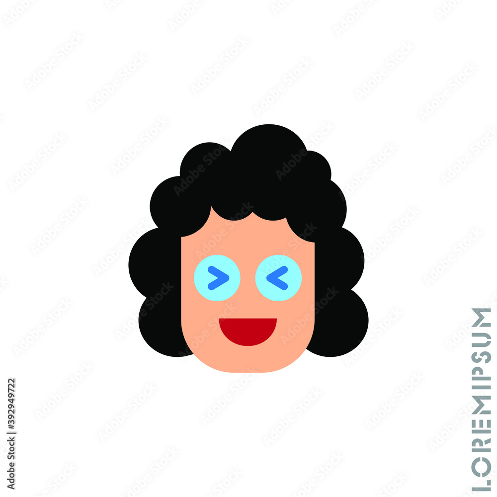 Emoticon vector girl, woman icon on white background. vector emoticon ...