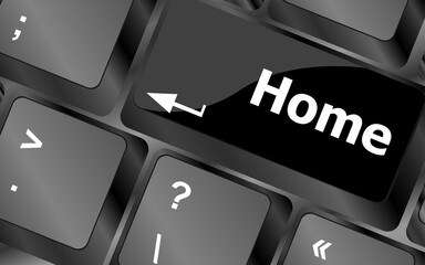 Aufkleber - home words on computer keyboard, social concept