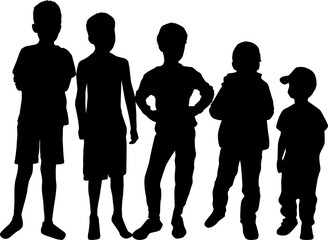 Poster - Silhouette of children on white background.	