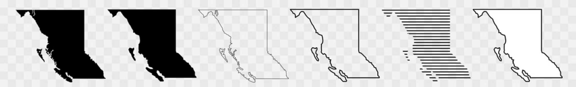 british columbia map black | province border | canada state | canadian | america | transparent isola