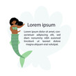 © Art n Peaches - Cute advertising banner template. A mermaid girl in a peal bead necklace and shell background with place for a text.