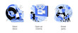 © Visual Generation - City enternainment abstract concept vector illustration set. Silent disco, open air cinema, street party, club event, DJ set streaming, movie theater, buy ticket online, outdoor fun abstract metaphor.