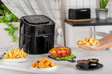 dishes cooked in the airfryer on the kitchen table