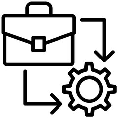 Wall Mural - 
A business bag with gear connection, concept of business development line icon
