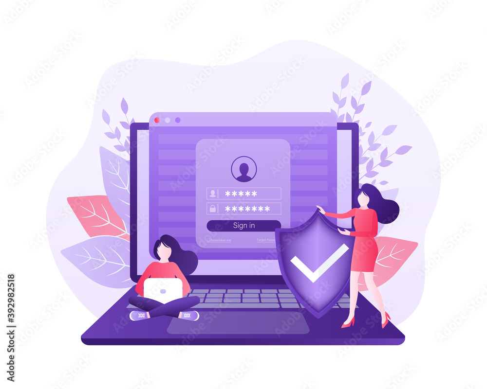 User login with character concept for any purpose. Vector line ...