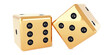 Golden dice on white background
