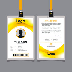 Sticker - Abstract Smooth Fresh Yellow Curvy Id Card Design with Blurry Mesh Background Element, Professional Identity Card Template Vector for Employee and Others