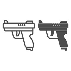 Aufkleber - Gun line and solid icon, self defense concept, pistol sign on white background, firearms, weapon for shooters icon in outline style for mobile concept and web design. Vector graphics.