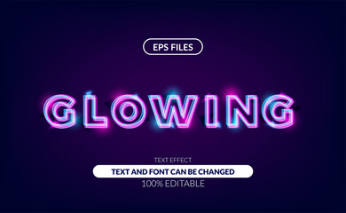 Aufkleber - nice glowing line neon lamp editable text effect, eps vector file. suitable for tech, future