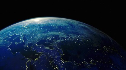 beautiful planet earth rotating in looping on a black background. 70 second loop