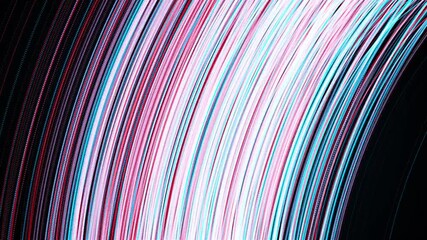 Poster - omputer generated stream of thin random lines and particles. 3d rendering arcuate backdrop