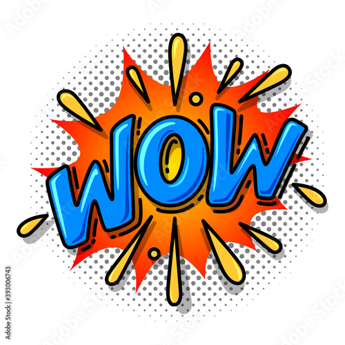Fotografie, Obraz Comic speech bubble with expression text WOW!. Vector.