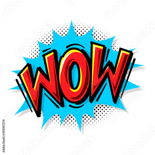 Fototapeta Comic speech bubble with expression text WOW!. Vector.