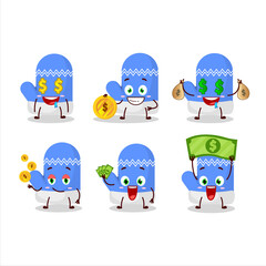 Poster - New blue gloves cartoon character with cute emoticon bring money