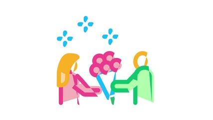 Poster - Flower Shop Boutique Icon Animation Flower Store Building And Delivery, Floral Present And Vase, Internet Web Site And Bag