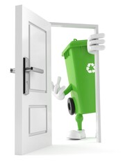 Sticker - Dustbin character standing close to open door