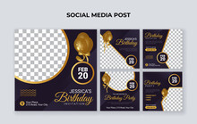 Birthday Party Invitation Social Media Post Template. Suitable For Birthday Celebration, Wedding Party And Anniversary Event