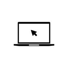 Poster - Laptop computer, notebook and cursor click icon. Concept of using a mobile computer or search click arrow for website.