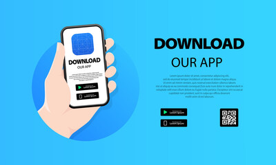 Poster - Download page of the mobile app. Empty screen smartphone for you app. Download app. Vector illustration