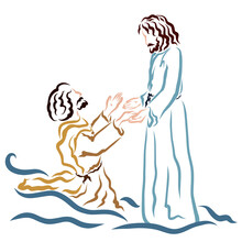 The Lord Jesus Helps The Doubting And Drowning Disciple