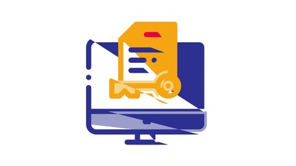 Poster - Contract Elements Icon Animation Human Silhouette And Hands, Handshake And Agreement Contract Document With Pen
