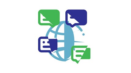 Aufkleber - Voip Calling System Icon Animation Server For Voice Ip And Cloud, Smartphone And Phone, Wifi Mark And Headphones