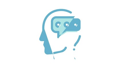 Poster - Mind Elements Signs Icon Animation Gear And Brain Mind, Heart And Shield, Padlock And Coin Marks in Man Head Silhouette
