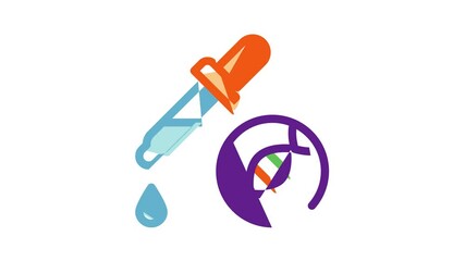Poster - Biomaterials Elements Icon Animation Biology And Science Flasks, Bioengineering, Dna And Medicine Vaccine Biomaterials