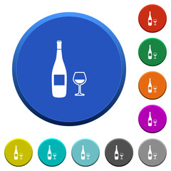 Sticker - Wine bottle and glass beveled buttons