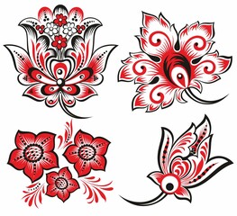 Wall Mural - curl flowers isolated on white background. vector flourish vintage