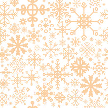 Christmas Pale Orange Snowflakes Seamless Pattern Vector