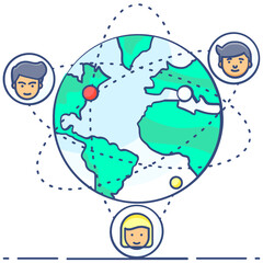 Wall Mural - a trendy flat icon of global network