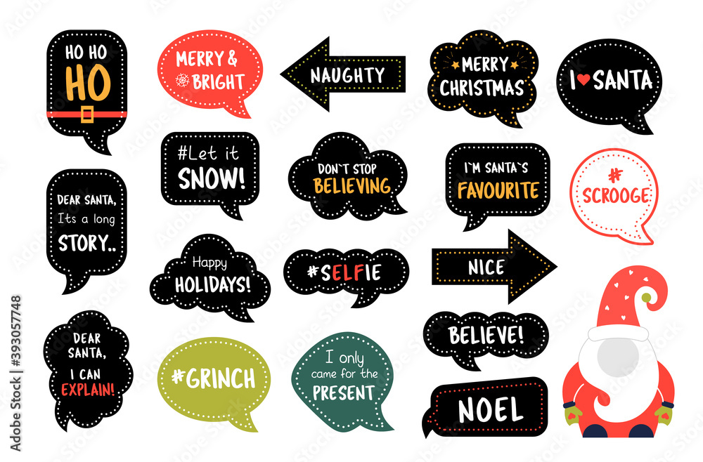 Christmas photo booth props. Merry christmas party . Stock Vector | Adobe Stock for Free Printable Christmas Photobooth Props