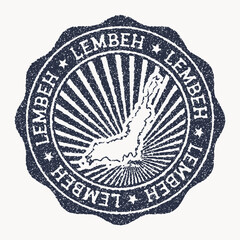 Wall Mural - Lembeh stamp. Travel rubber stamp with the name and map of island, vector illustration. Can be used as insignia, logotype, label, sticker or badge of the Lembeh.