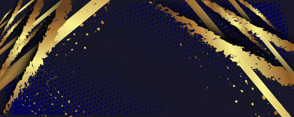 Wall Mural - Abstract art gold design black background universal Banner Christmas and New Year festive background dressing luminous shiny color golden. Vector