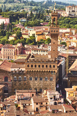 Wall Mural - florence view from the top of the duomo with palazzo vecchio the old palace tuscany italy