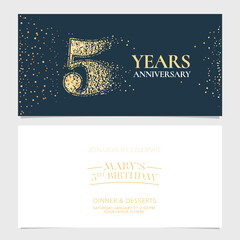 Wall Mural - 5 years anniversary vector logo, icon. Graphic design element with number for 5th anniversary