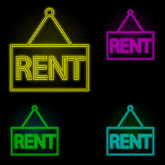 Aufkleber - rent neon color set icon. Simple thin line, outline vector of building landmarks icons for ui and ux, website or mobile application