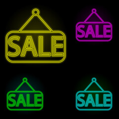 Aufkleber - sale neon color set icon. Simple thin line, outline vector of building landmarks icons for ui and ux, website or mobile application